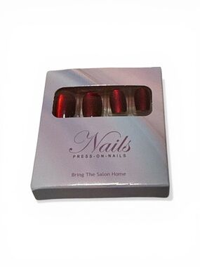 Unbranded Short Professional Nails Press-On Red Shimmery Set New